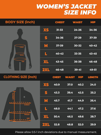 Women'S Slim Fit Heated Jacket with Rechargable Battery, Heated Coat with Detachable Hood