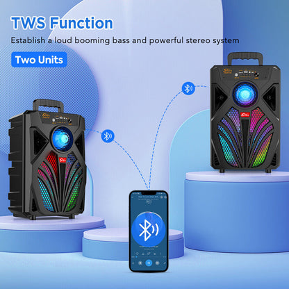 Wireless Portable Bluetooth Speaker Heavy Bass Sound System Party Subwoofer +Mic