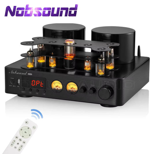 Nobsound Hifi Hybird Stereo Valve Tube Amplifier Bluetooth 5.0 Audio Receiver COAX / OPT Power Amp USB Player